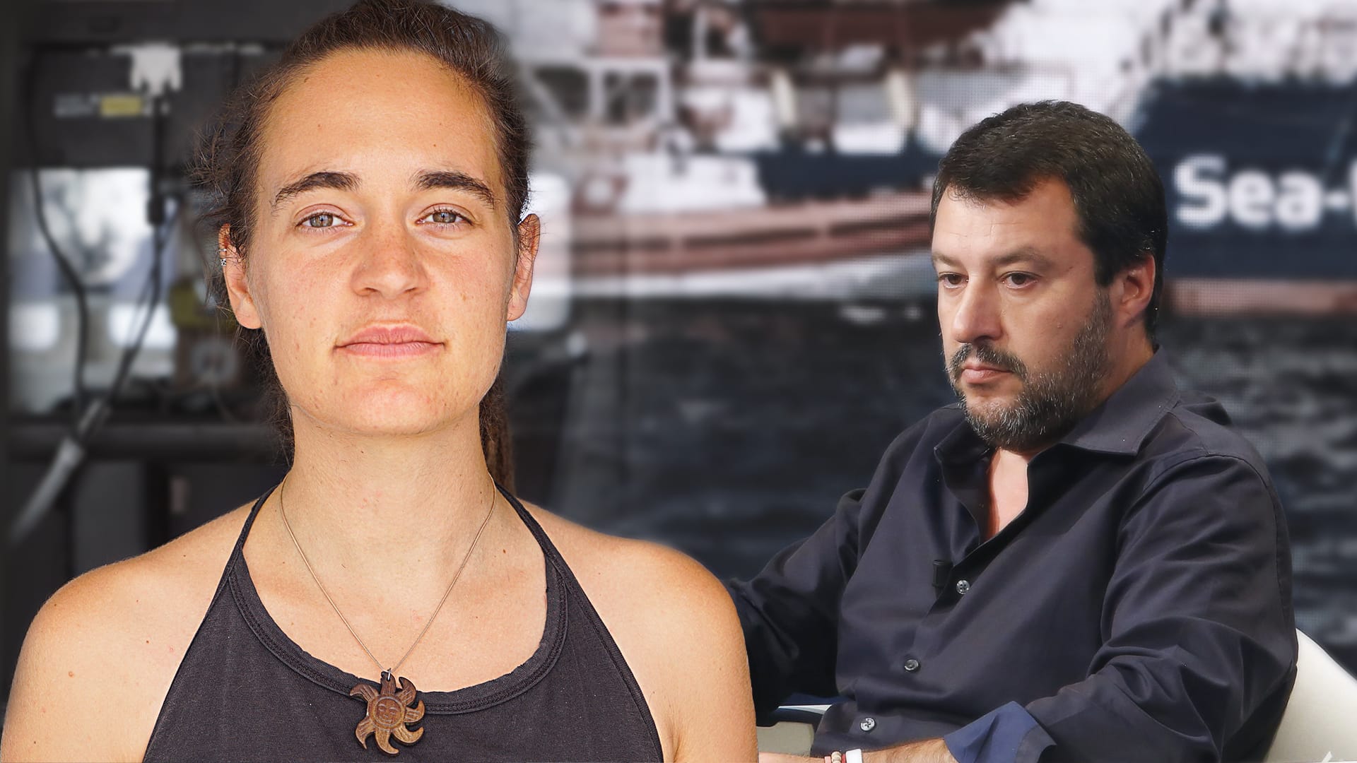 Carola Rackete aus Kiel, deutsche Kapitänin der "Sea-Watch 3" und der italienische Innenminister Matteo Salvini.