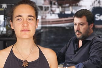 Carola Rackete aus Kiel, deutsche Kapitänin der "Sea-Watch 3" und der italienische Innenminister Matteo Salvini.