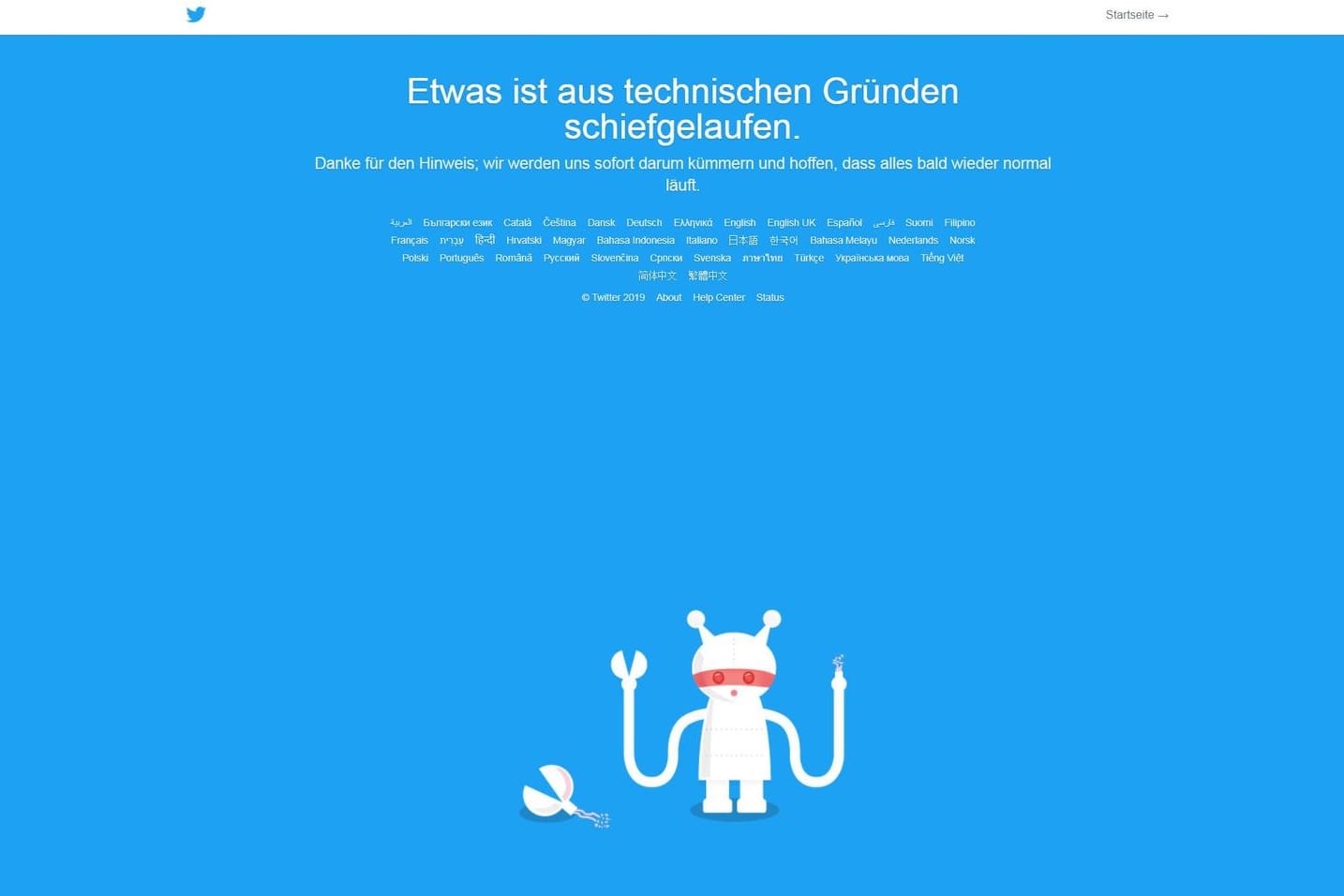 Der Kurznachrichtendienst Twitter ist aktuell wegen einer Störung nicht aufrufbar.