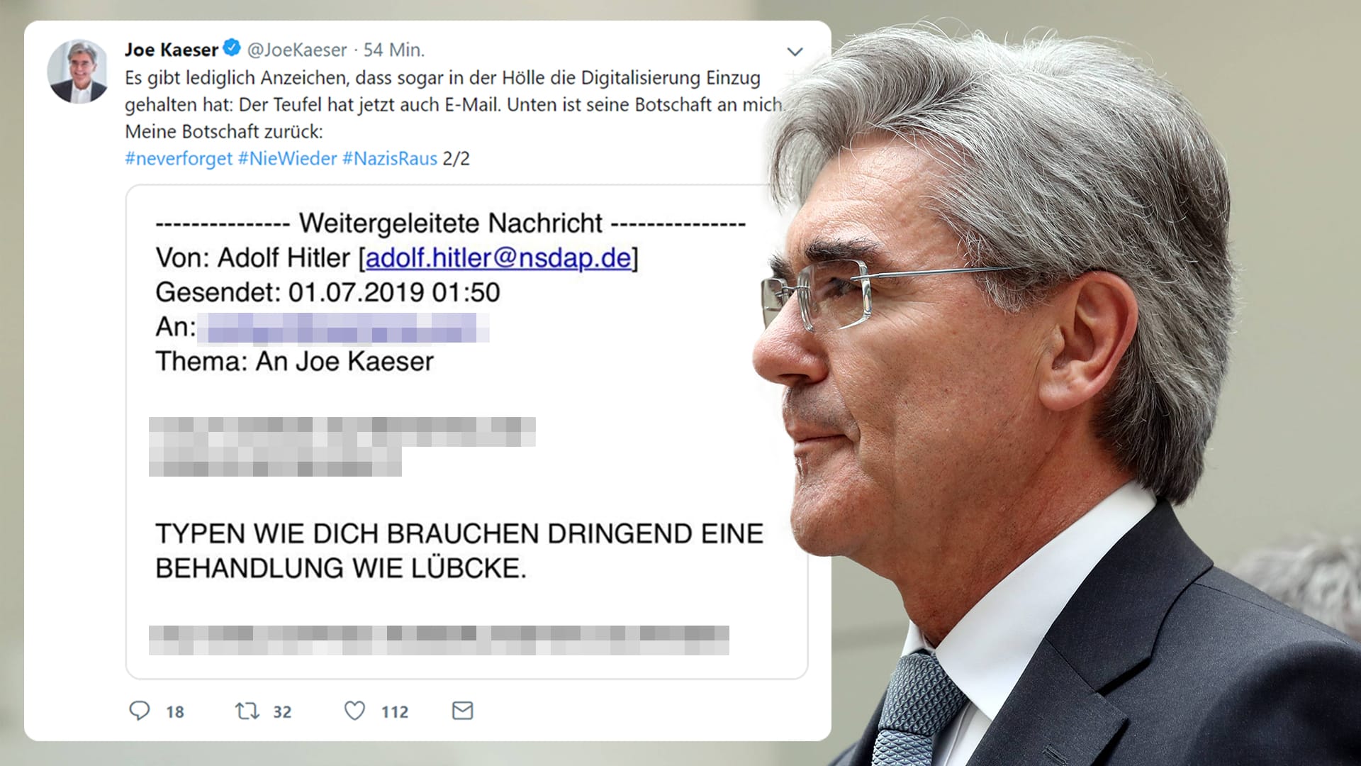 Siemens-Chef Kaeser hat sich erstmals öffentlich zu der Morddrohung gegen ihn geäußert.