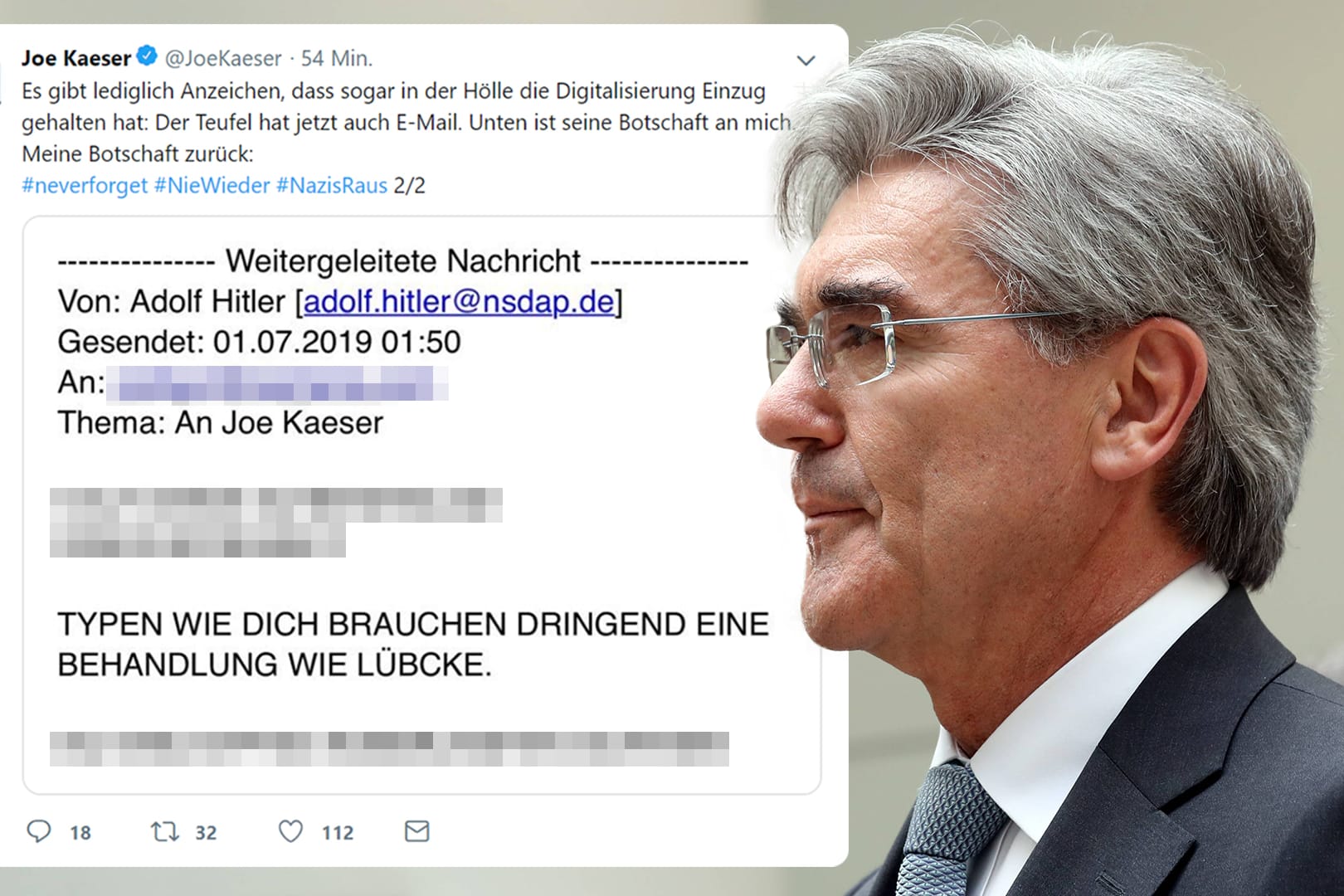 Siemens-Chef Kaeser hat sich erstmals öffentlich zu der Morddrohung gegen ihn geäußert.