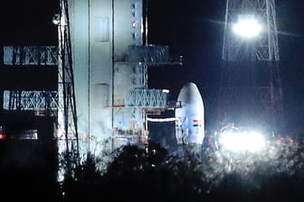 Chandrayaan-2-Rakete am indischen Weltraumbahnhof Sriharikota: 56 Minuten vor dem geplanten Abheben wurde der Start abgebrochen.