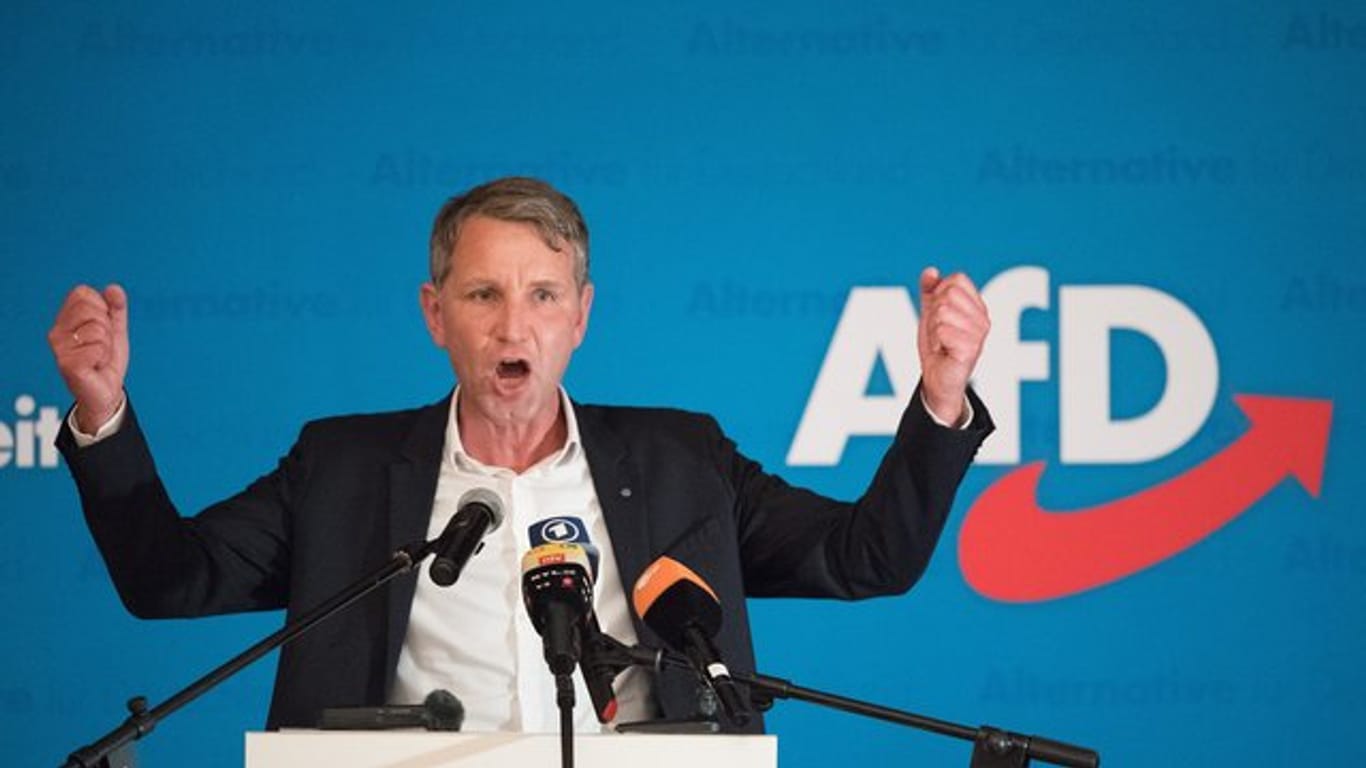 Björn Höcke, Vorsitzender der AfD in Thüringen, spricht zum Wahlkampfauftakt in Sachsen.