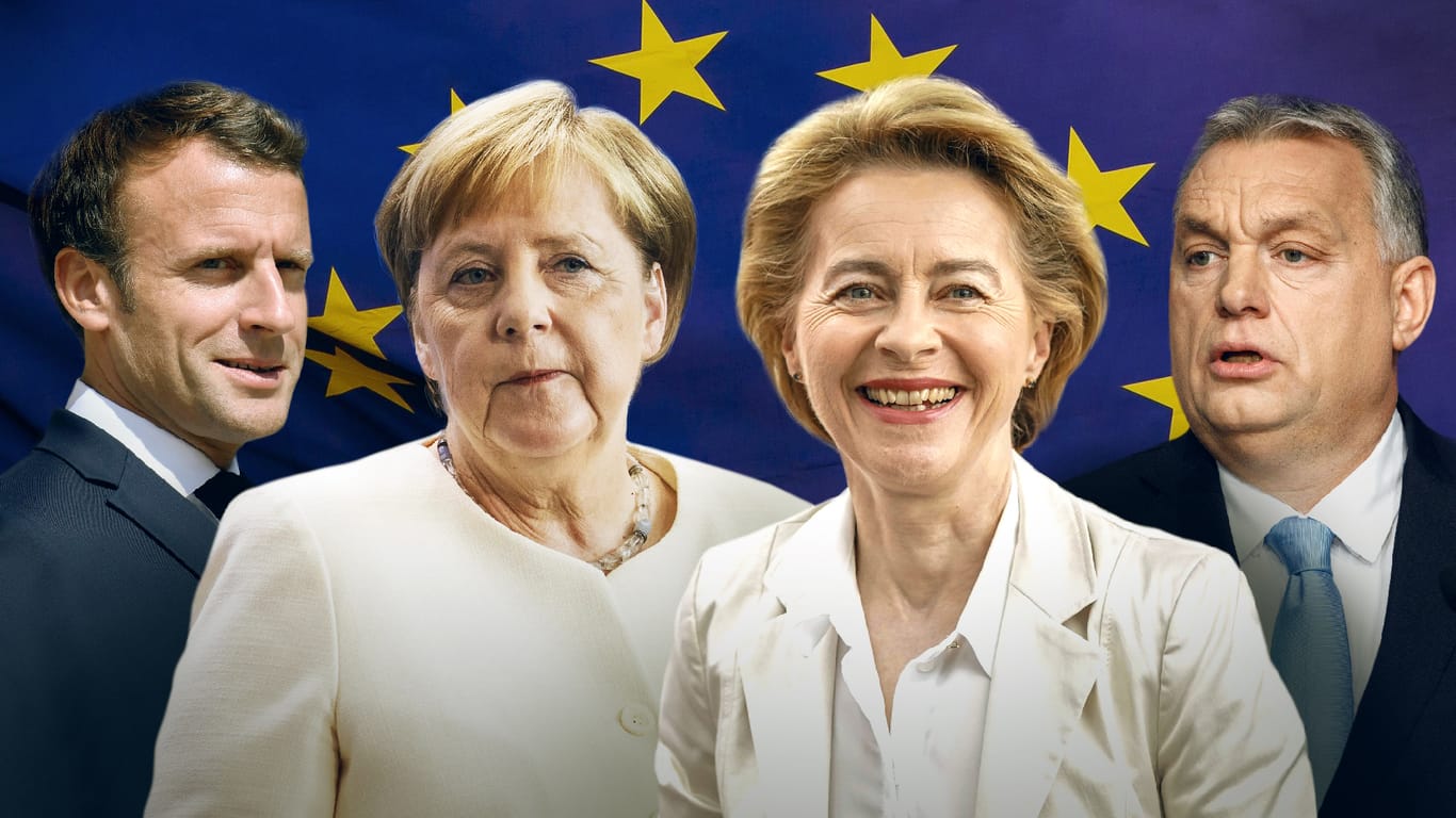 Ursula von der Leyen (3.v.l.) soll Kommissionspräsidentin werden. So der Plan von Marcon (v.l.), Merkel, Orbán und den anderen Staats- und Regierungschefs.