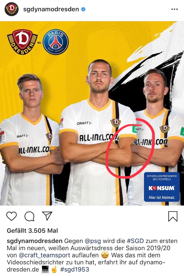 Die Spiel-Ankündigung beim Instagram-Account von Dynamo Dresden.