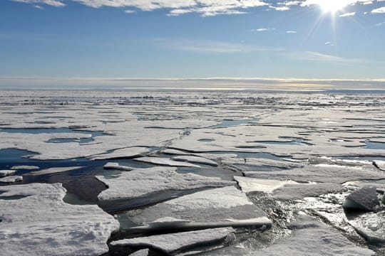 Auf dem Arktischen Ozean am Nordpol schwimmen mehrere Eisplatten (Archiv).