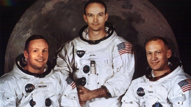 Die Astronauten Neil Armstrong (l-r), Michael Collins und Edwin „Buzz“ Aldrin im Jahr 1969. Die Astronauten Neil Armstrong (l-r), Michael Collins und Edwin „Buzz“ Aldrin im Jahr 1969.