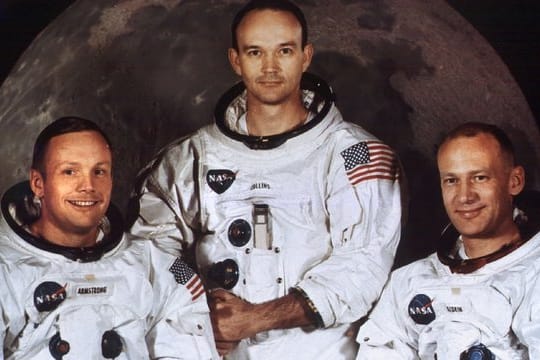 Die Astronauten Neil Armstrong (l-r), Michael Collins und Edwin „Buzz“ Aldrin im Jahr 1969.
