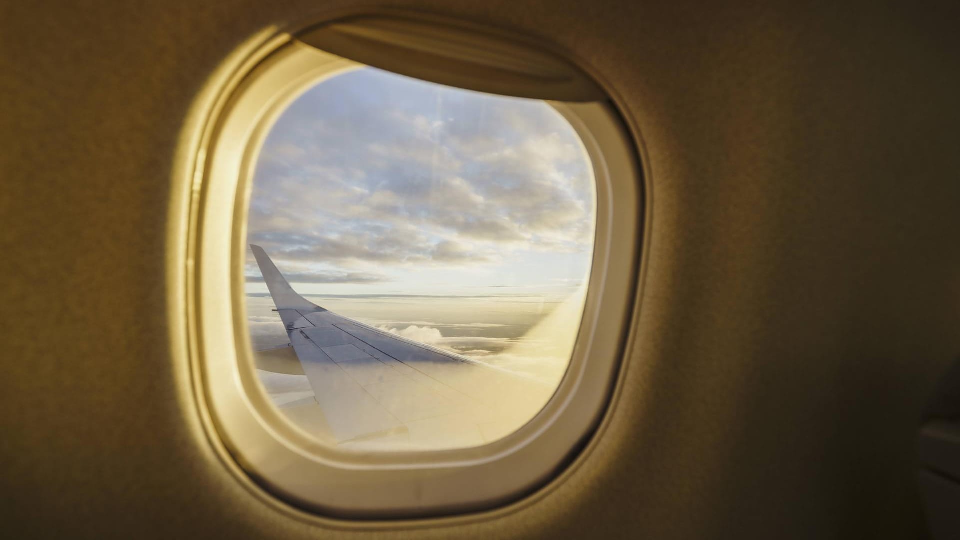 Flugzeugfenster: Die Sonnenblenden müssen zur Sicherheit der Passagiere beim Start und bei der Landung geöffnet bleiben.