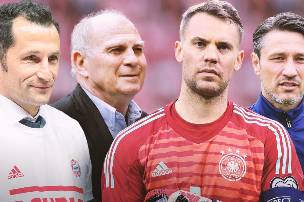 Von links: Hasan Salihamidzic, Uli Hoeneß, Manuel Neuer und Niko Kovac spüren zunehmenden Transferdruck beim FC Bayern.