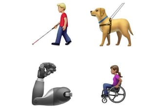 Blindenhund, Prothese, Rollstuhlfahrerin: Die Messenger-Kommunikation soll inklusiver werden, wie etwa die neuen, ab Herbst verfügbaren Apple-Emojis zeigen.