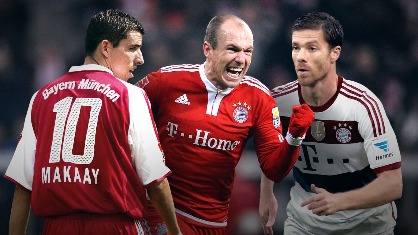 Roy Makaay (Links), Arjen Robben (Mitte) und Xabi Alonso sind drei prominente Verstärkungen, die der FC Bayern kurz vor Schließung des Transferfensters unter Vertrag nahm.