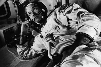 Michael Collins während einer Trainingsmission: Während der Mondmission Apollo 11 war er auf sich allein gestellt.