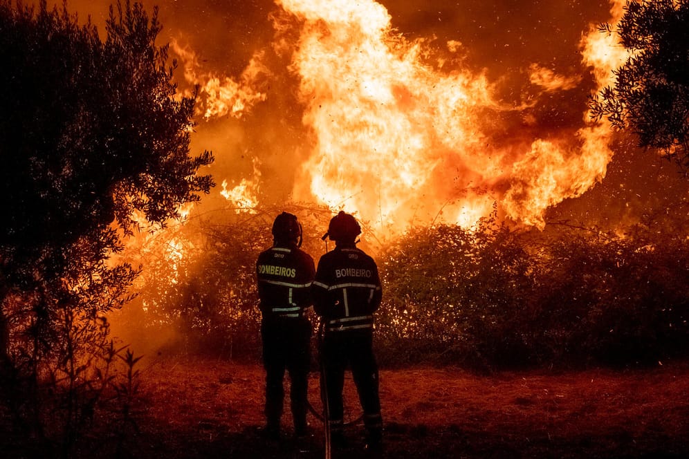 Die portugiesische Feuerwehr löscht Waldbrände: Über 1.700 Feuerwehrleute sind im Einsatz.