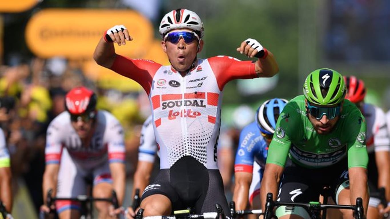 Caleb Ewan feiert seinen zweiten Etappensieg bei der 106.