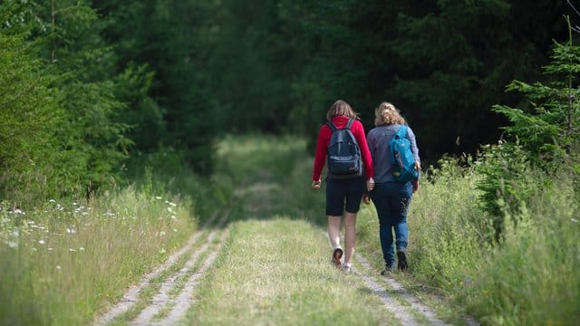 Wanderndes Paar: Fast unbemerkt werden beim Wandern nahezu alle großen Muskeln trainiert – das verbraucht auf lange Sicht jede Menge Energie.