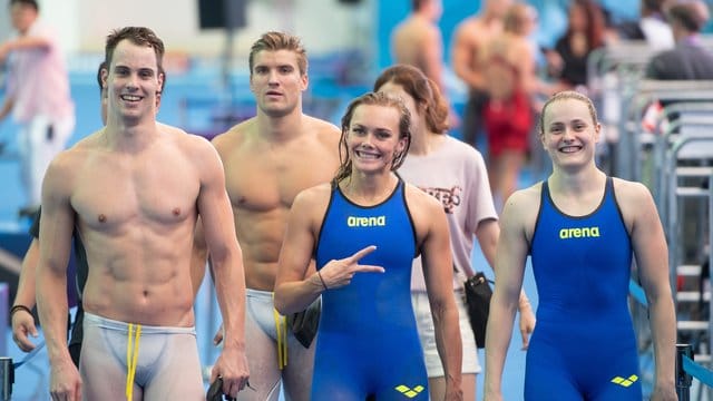 Sie haben das Olympia-Ticket geholt: Fabian Schwingenschlögl (l-r), Marius Kusch, Jessica Steiger und Laura Riedemann. Sie haben das Olympia-Ticket geholt: Fabian Schwingenschlögl (l-r), Marius Kusch, Jessica Steiger und Laura Riedemann.