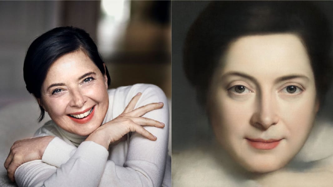 Ein Foto der Schauspielerin Isabella Rossellini, das durch AI Portraits Ars neu gemalt wurde: Die Website verspricht, aus Nutzerfotos Kunstwerke zu machen.