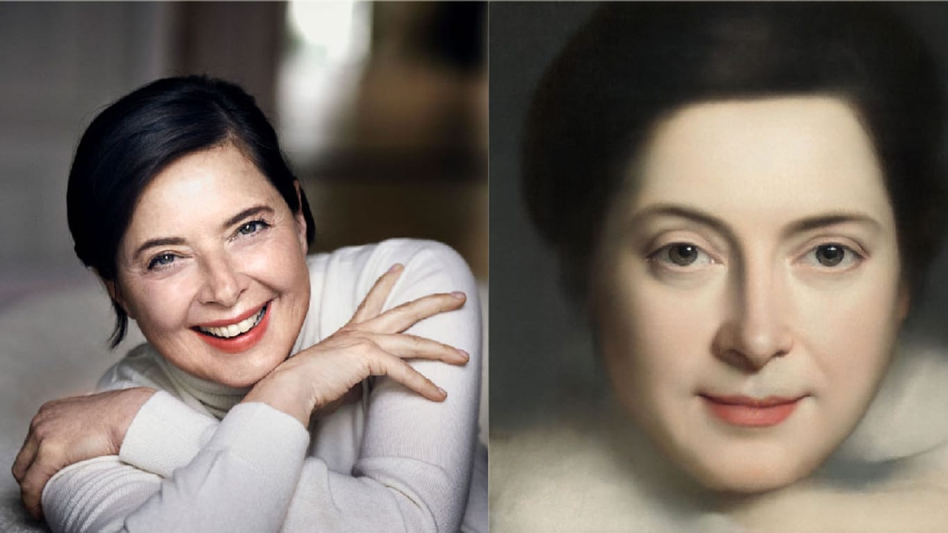 Ein Foto der Schauspielerin Isabella Rossellini, das durch AI Portraits Ars neu gemalt wurde: Die Website verspricht, aus Nutzerfotos Kunstwerke zu machen.