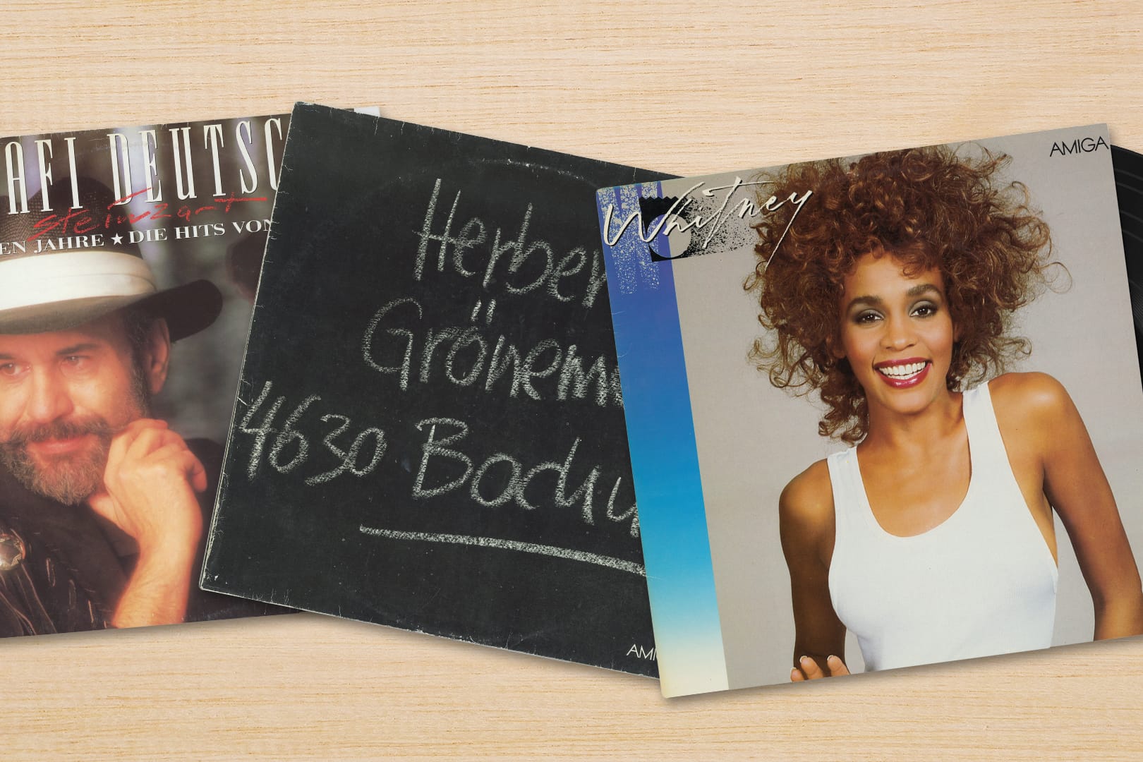 Drafi Deutscher, Herbert Grönemeyer, Whitney Houston: Diese drei Alben wurden 1989 als Lizenzpressungen von der DDR-Plattenfirma Amiga veröffentlicht.