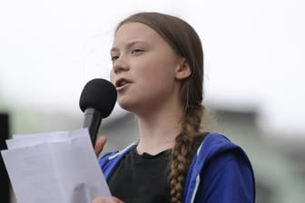 Klimaaktivistin Greta Thunberg während einer Kundgebung in Stockholm.