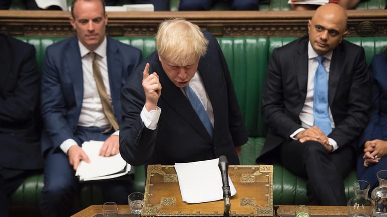 Boris Johnson bei seiner ersten Rede als Premierminister im britischen Parlament: Er ging ganz klar auf Konfrontationskurs zur EU.