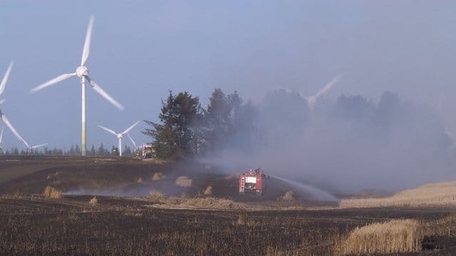 Der Brand war am späten Samstagnachmittag auf einem Getreidefeld in der Nähe des Campingplatzes am Kransburger See ausgebrochen. Der Brand war am späten Samstagnachmittag auf einem Getreidefeld in der Nähe des Campingplatzes am Kransburger See ausgebrochen.