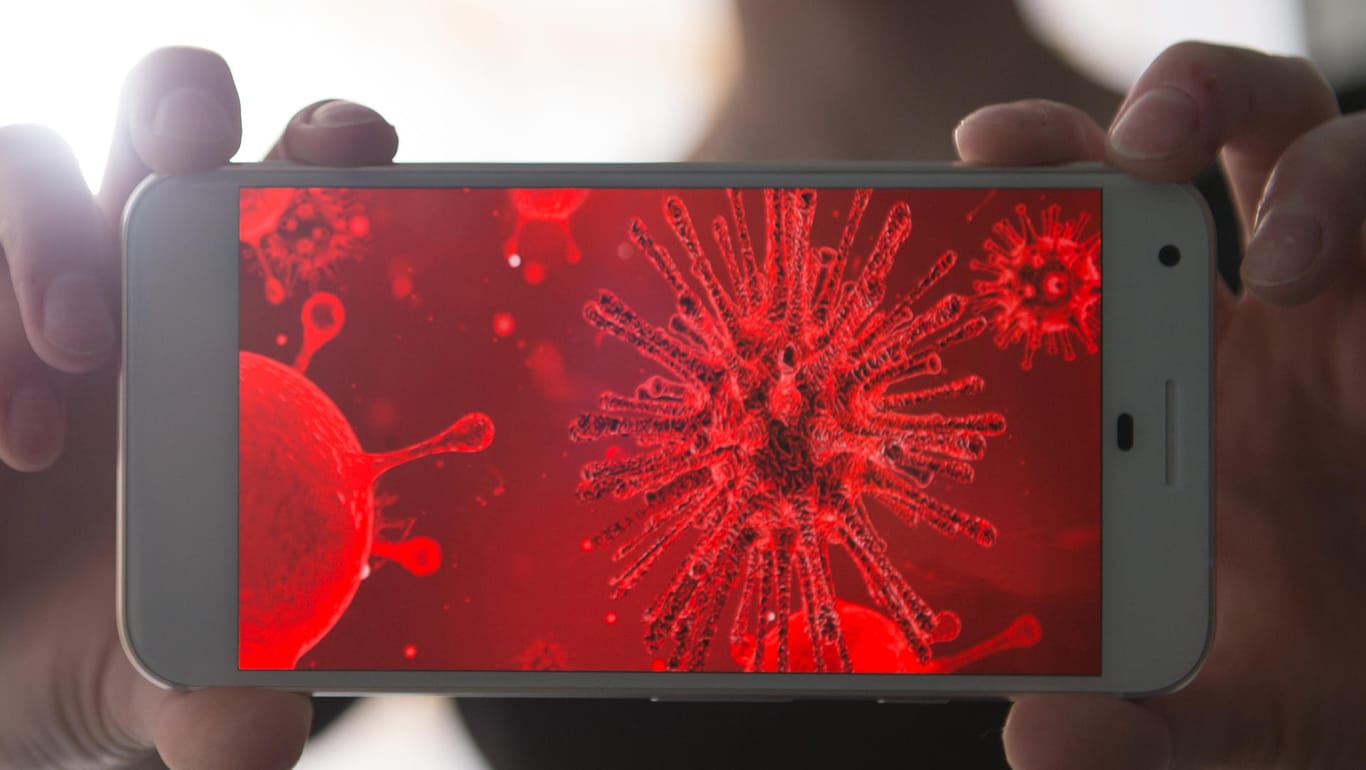 Eine symbolische Darstellung eines infizierten Smartphones: Für Android-Geräte gibt es verschiedene Anti-Viren-Programme.