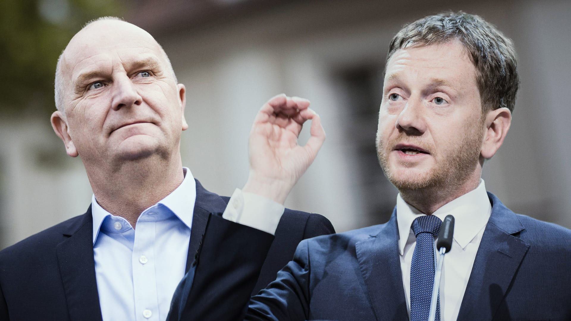 Dietmar Woidke (l.) und Michael Kretschmer: Die amtierenden Ministerpräsidenten von Brandenburg und Sachsen wollen ihre Chefposten verteidigen. Dietmar Woidke (l.) und Michael Kretschmer: Die amtierenden Ministerpräsidenten von Brandenburg und Sachsen wollen ihre Chefposten verteidigen.