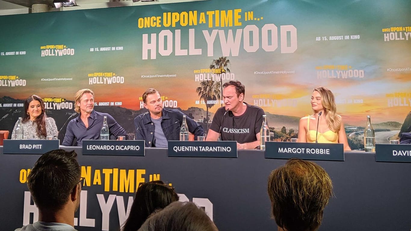 Pressekonferenz in Berlin: Brad Pitt, Leonardo DiCaprio, Quentin Tarantino und Margot Robbie stellten ihren neuen Film vor.