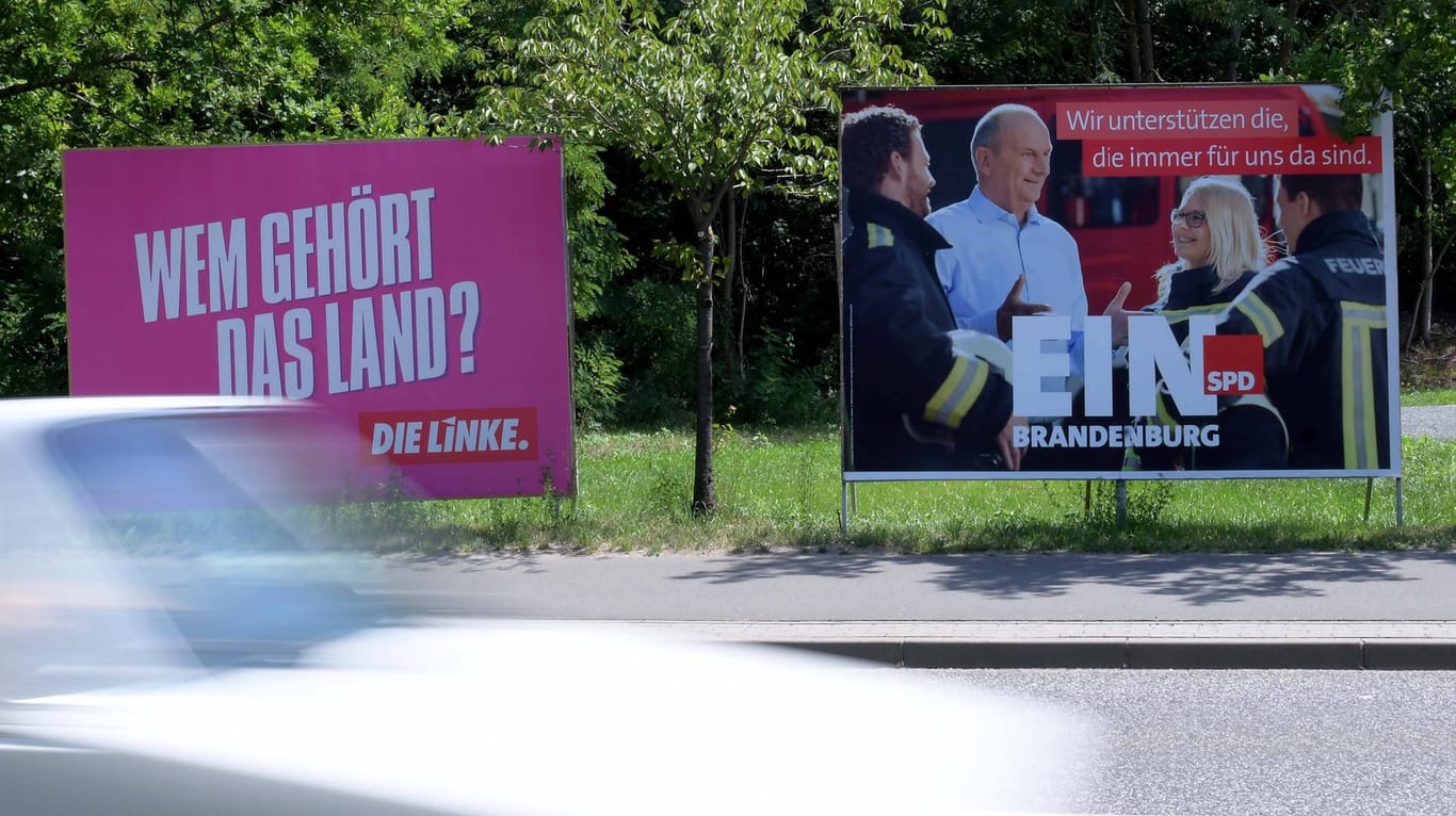 Wahlplakate für die Landtagswahl in Brandenburg: Eine Koalition mit der Linkspartei wäre nicht ungewöhnlich. Mit der AfD schon.