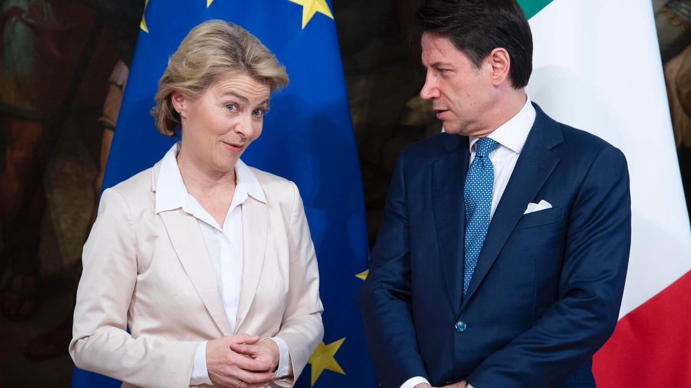Die baldige EU-Kommissionschefin Ursula von der Leyen und Italiens Präsident Giuseppe Conte.