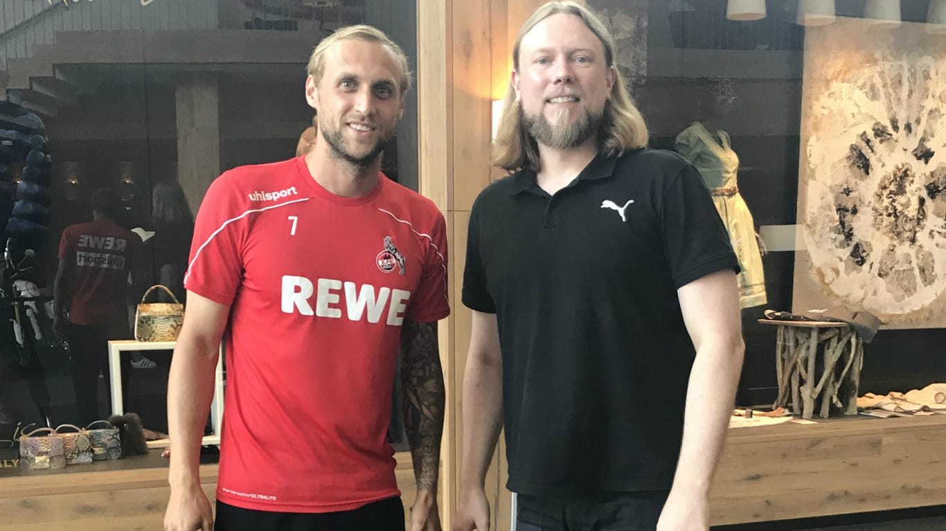 Marcel Risse (l.) traf t-online.de-Sportredakteur Alexander Kohne während des Trainingslagers der Kölner in Kitzbühel.