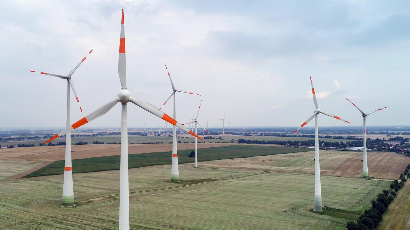Windenergieanlagen stehen auf einem Feld in Brandenburg: Der Ausbau der Windkraft geht zögerlich voran.