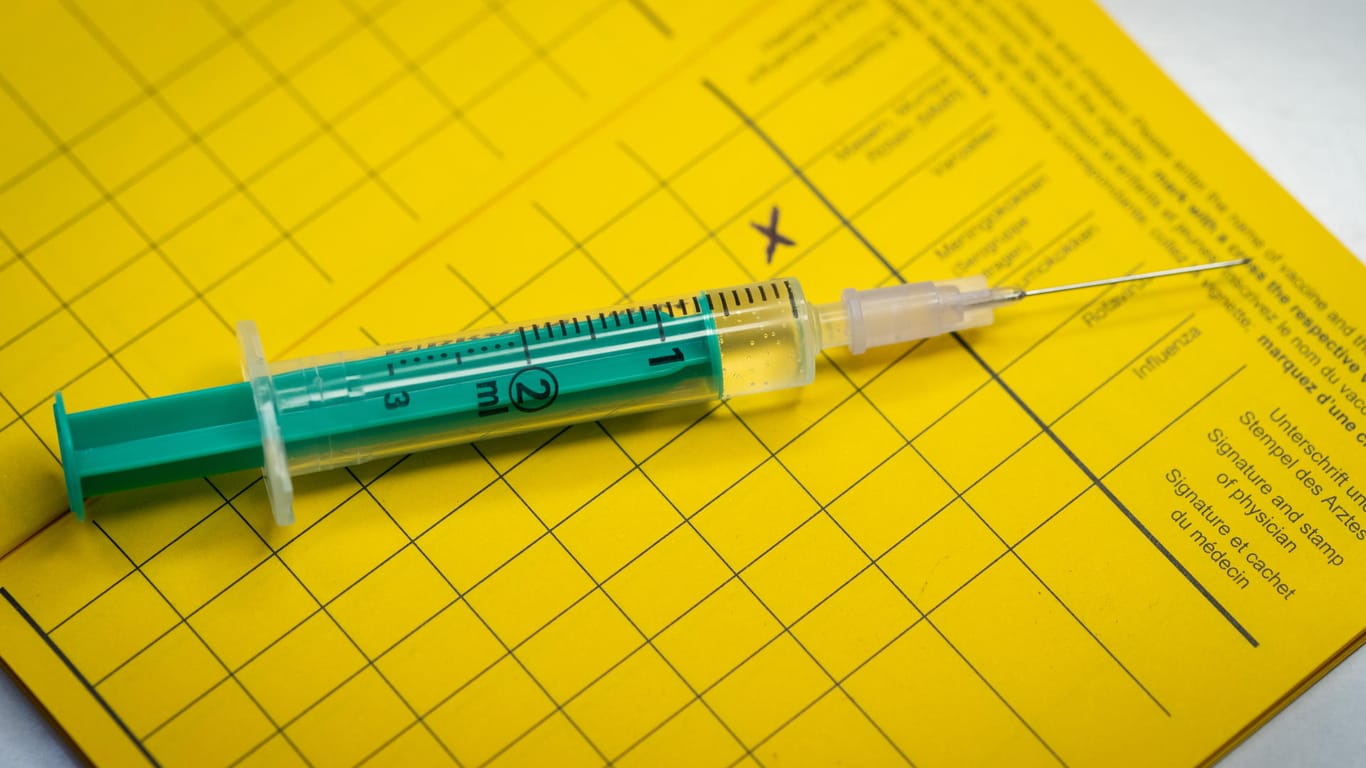Eine Spritze liegt auf einem Impfpass: Eine Studie der Barmer Krankenkasse zeigt, wie groß die Impflücke in Deutschland ausfällt.