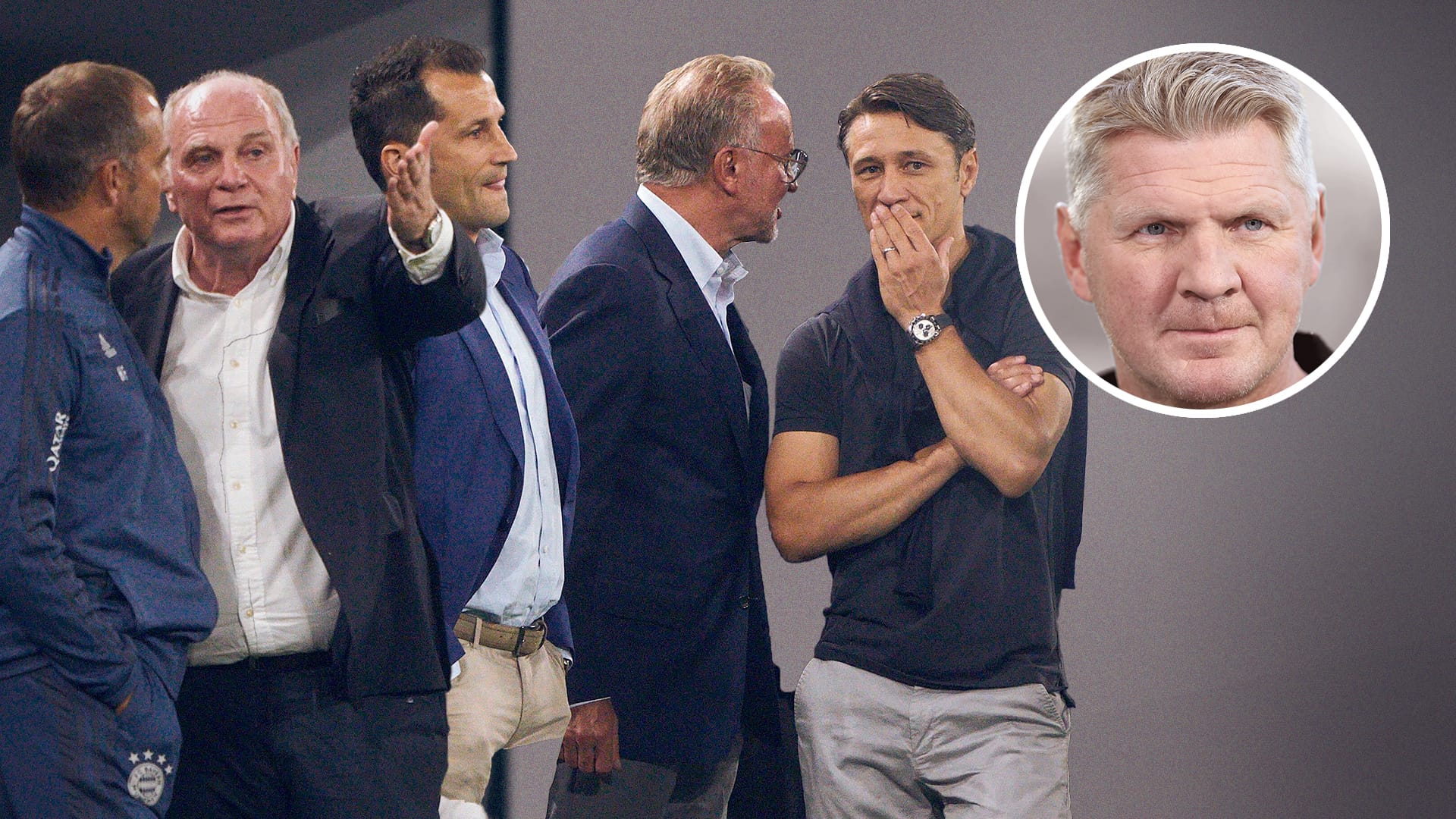 Co-Trainer Hansi Flick, Aufsichtsratschef Uli Hoeneß, Sportdirektor Hasan Salihamidzic, Vorstandschef Karl-Heinz Rummenigge und Trainer Niko Kovac (v. l.): Auf die Bayern kommt eine schwierige Saison zu.