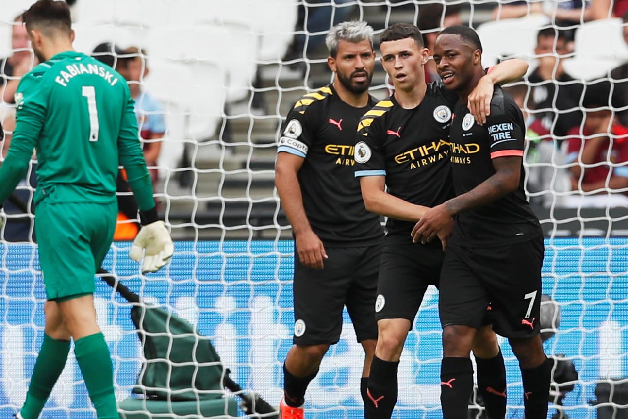 Jubel bei den City-Stars um Agüero, Foden und Sterling.