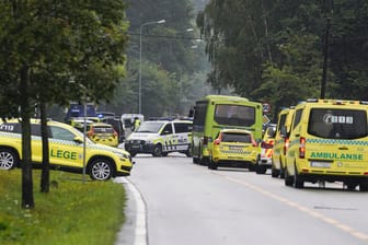 Einsatzfahrzeuge am Tatort in der Stadt Baerum: Ein Mann wollte hier offenbar einen Terroranschlag begehen.