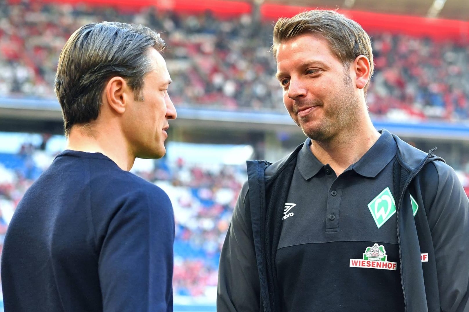 Glaubt daran, dass Niko Kovac dieses Jahr nicht den Titel holt: Florian Kohfeldt (r.).