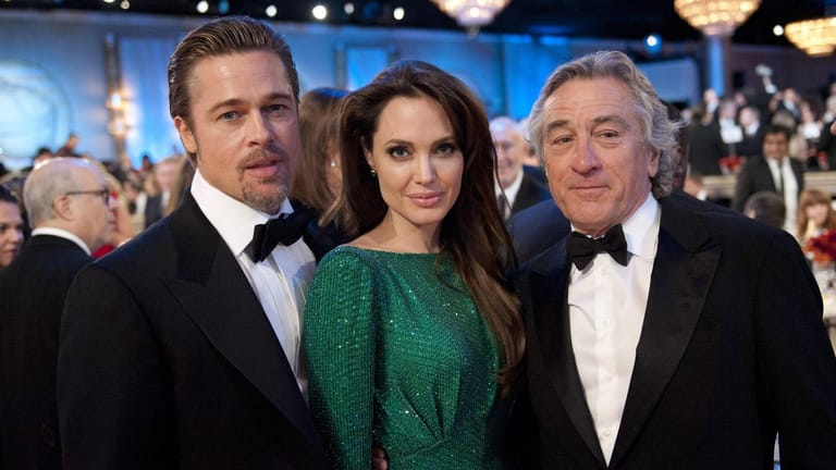Brad Pitt, auf diesem Foto von 2011 noch mit Angelina Jolie zusammen, verehrt den Schauspieler Robert De Niro.