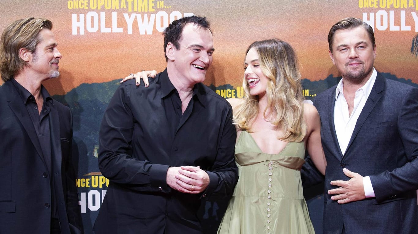 Brad Pitt, Quentin Tarantino, Margot Robbie und Leonardo DiCaprio: In Berlin stellten sie ihren neuen Film "Once Upon A Time in Hollywod" vor.