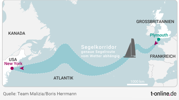 Mit dem Segelschiff: Auf dieser Route reist Greta Thunberg über den Atlantik.