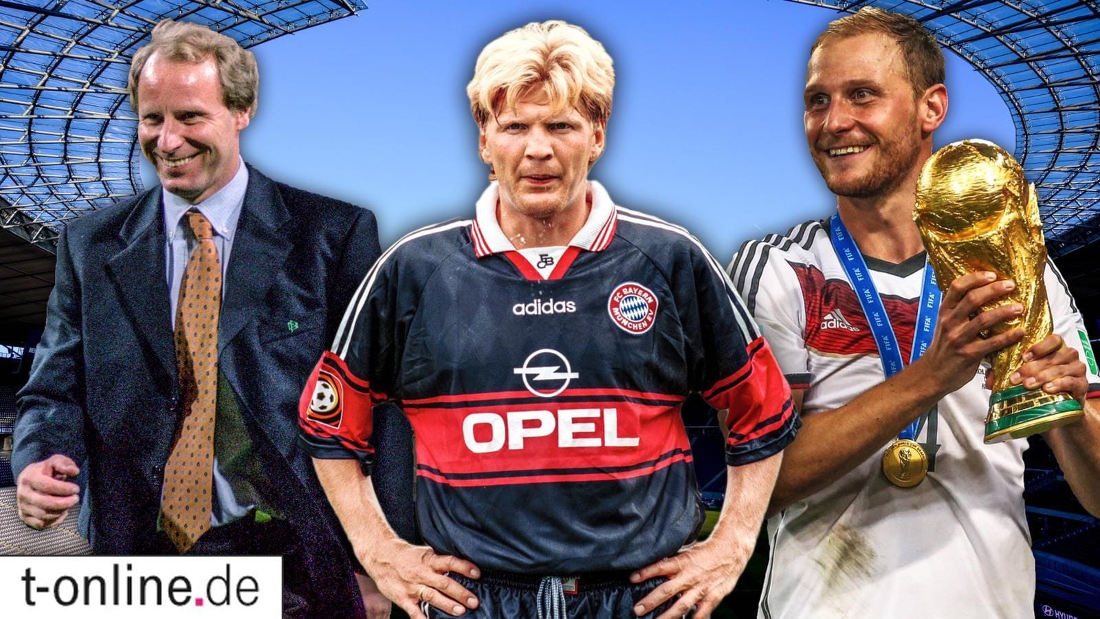 Drei Generationen Fußball: Berti Vogts, Stefan Effenberg und Benedikt Höwedes (v.l.n.r.). Drei Generationen Fußball: Berti Vogts, Stefan Effenberg und Benedikt Höwedes (v.l.n.r.).