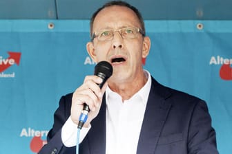 Jörg Urban, Landesvorsitzender der sächsischen AfD, bei einer Wahlkampfveranstaltung.
