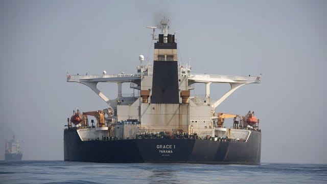 Der Supertanker "Grace 1" liegt in den Gewässern von Gibraltar.