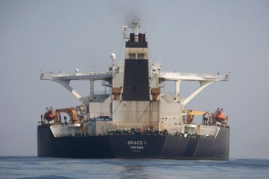 Der Supertanker "Grace 1" liegt in den Gewässern von Gibraltar.