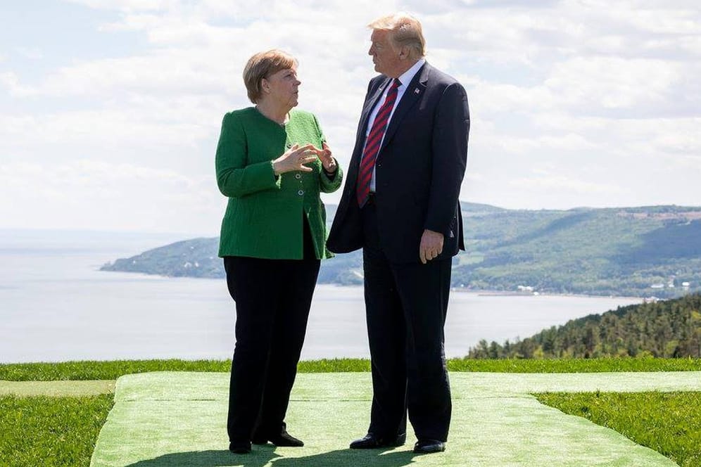 Donald Trump und Angela Merkel auf dem G7-Gipfel in Kanada 2018: Auch in Biarritz treffen die Kanzlerin und der US-Präsident aufeinander.