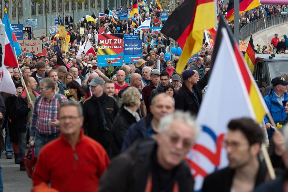 AfD-Demonstration in Berlin: Wahlkampf der Partei trifft das Gemüt der Menschen in Ostdeutschland (Archivbild).