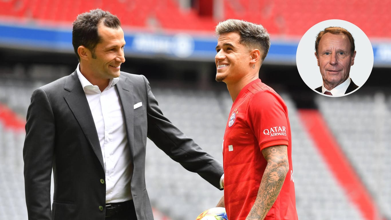 Bayerns Sportdirektor Hasan Salihamidzic mit Neuzugang Philippe Coutinho: Ex-Bundestrainer Berti Vogts hat Zweifel, inwieweit der Brasilianer den Bayern sofort helfen kann.