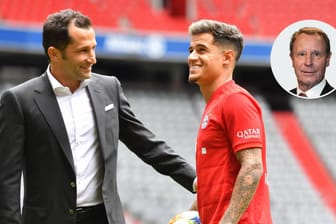Bayerns Sportdirektor Hasan Salihamidzic mit Neuzugang Philippe Coutinho: Ex-Bundestrainer Berti Vogts hat Zweifel, inwieweit der Brasilianer den Bayern sofort helfen kann.